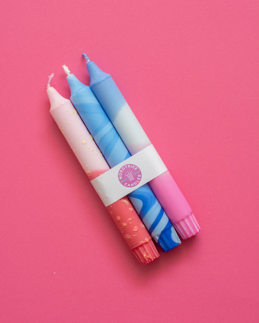 Taper candles- 3 pack of Summer Blues