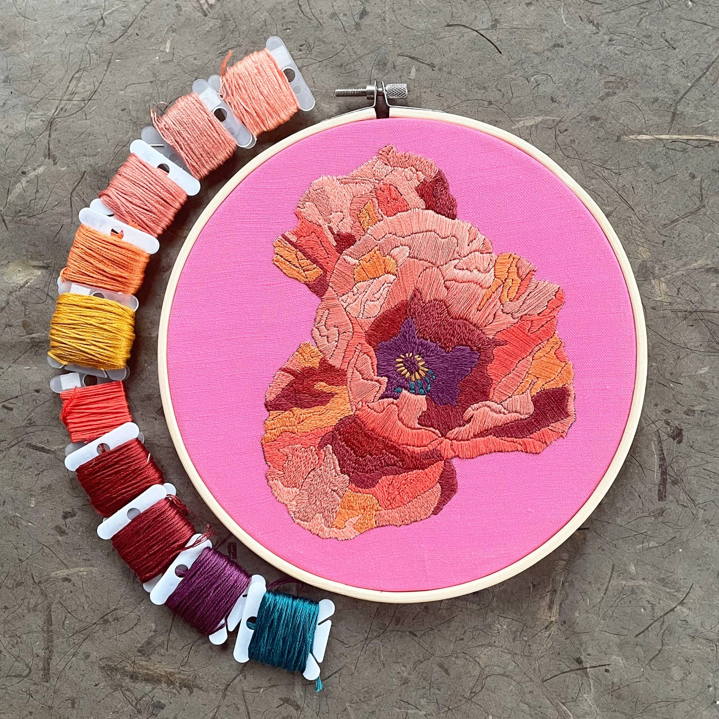 Embroidery Kit - Poppies (8")