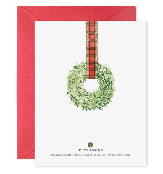 Plaid Ribbon Wreath | Christmas Cards
