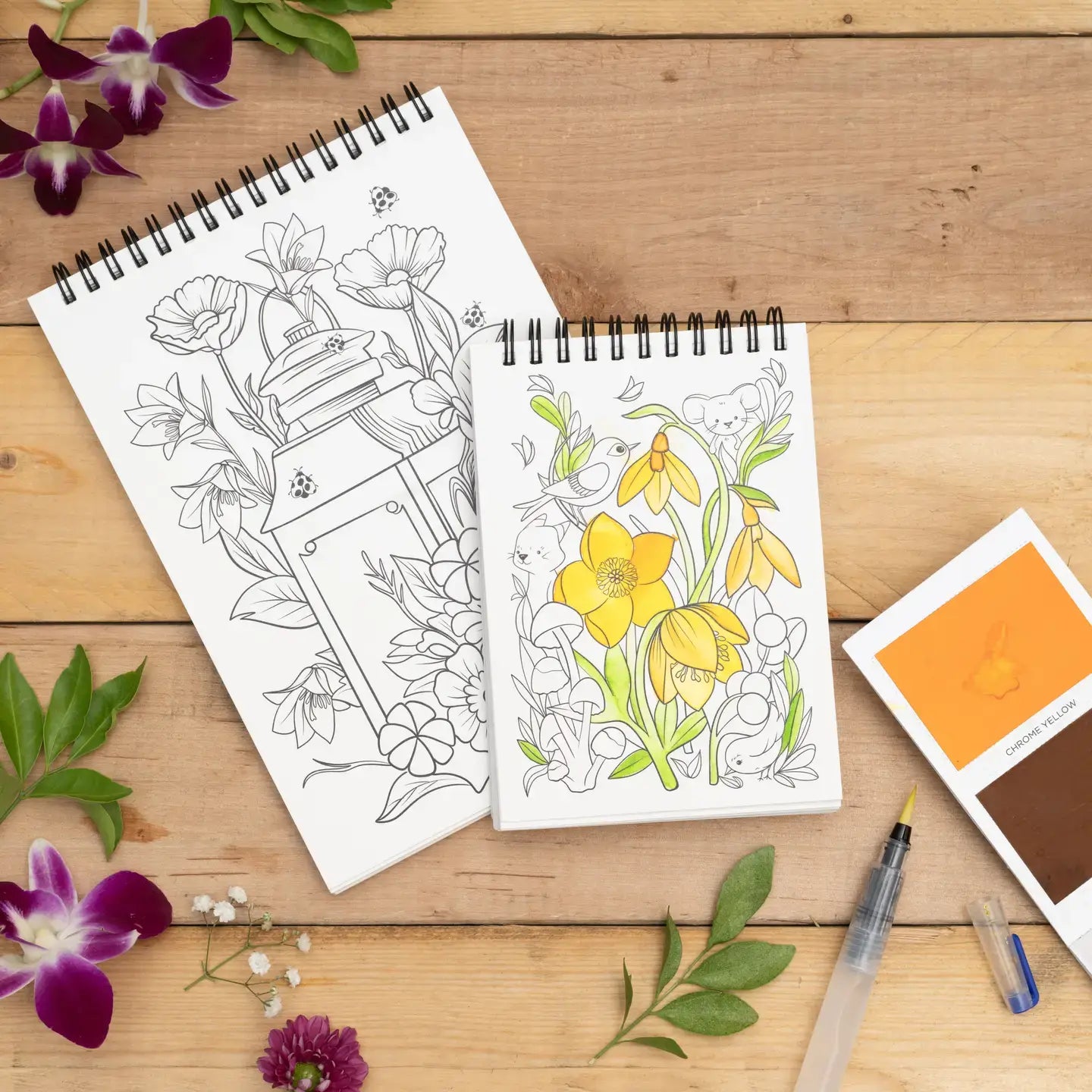 Floral Adult Coloring Book - A5