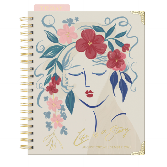 2026 Floral Portrait 17-Month Large Spiral Planner