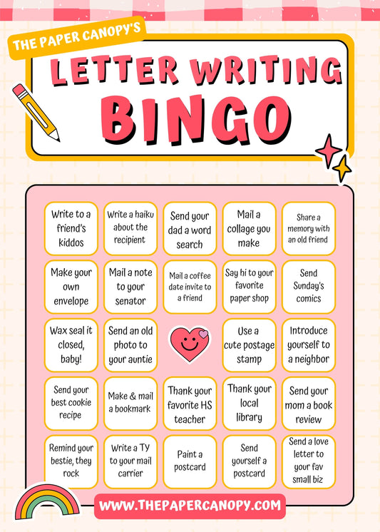 FREE Letter Writing Bingo Card