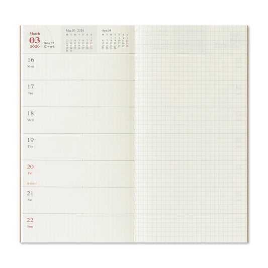 TRAVELER'S Notebook Refill - 2026 Weekly + Memo Diary