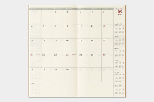 TRAVELER'S Notebook Refill - 2027 Monthly Diary