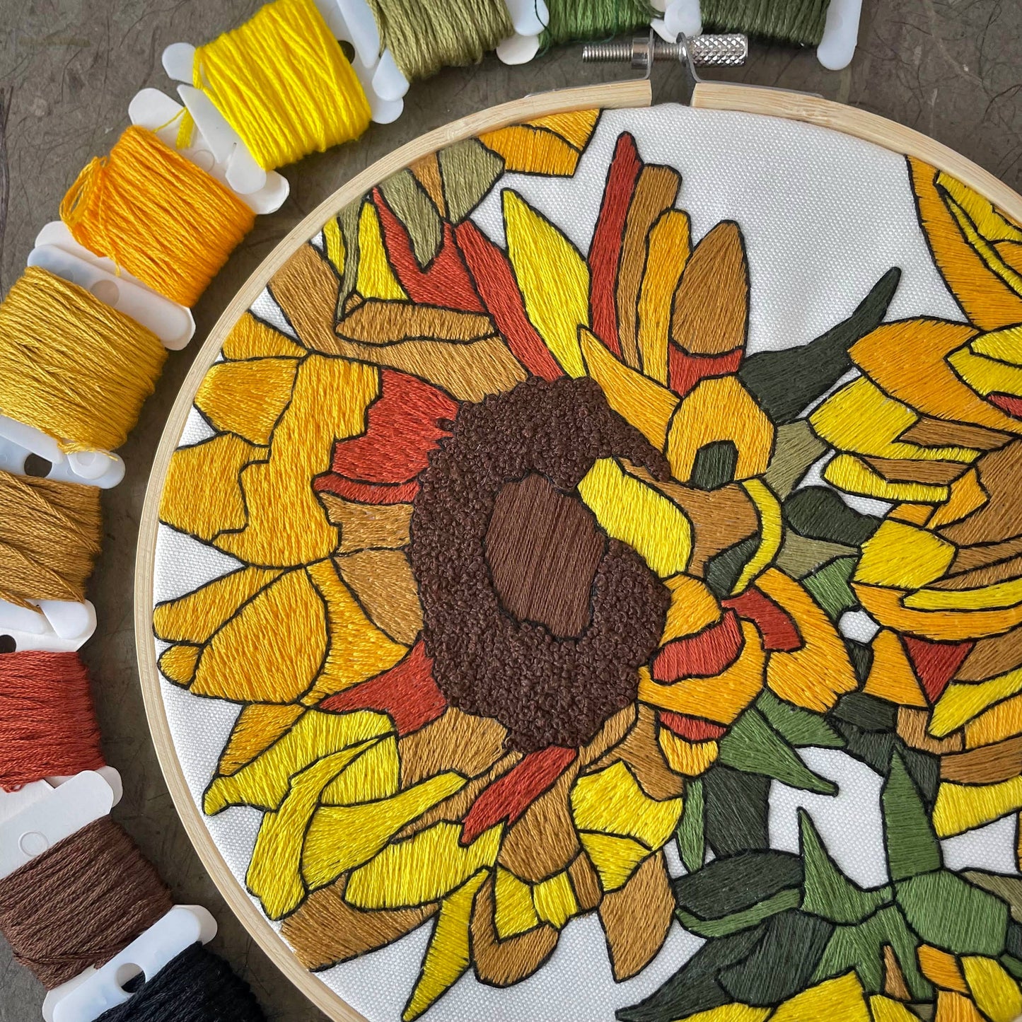 Embroidery Kit - Sunflowers (8")
