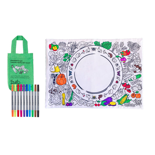 Kids Craft Kit - Coloring Playmat - Garden, Grow, Eat!