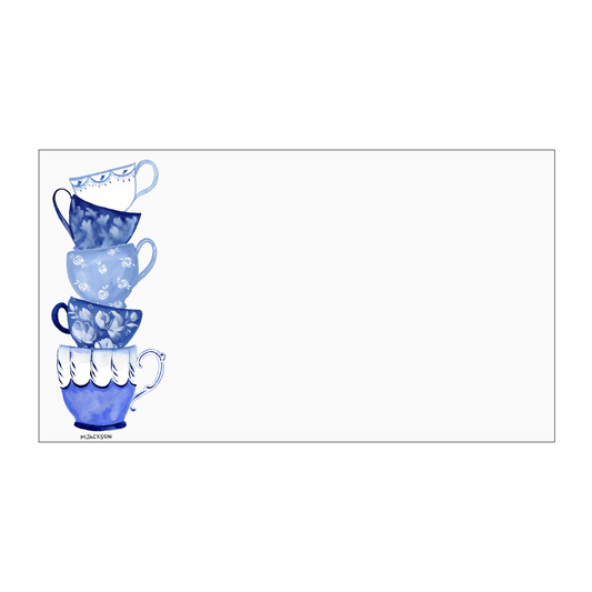 Vintage Blue Teacups Tiny Cards | Pack of 60 "Love Notes"