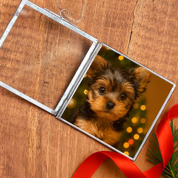 Silver Metal & Glass Frame Hanging Ornament
