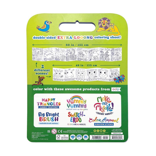 Color-A-Looong: Fold Out Coloring Book - Safari Family