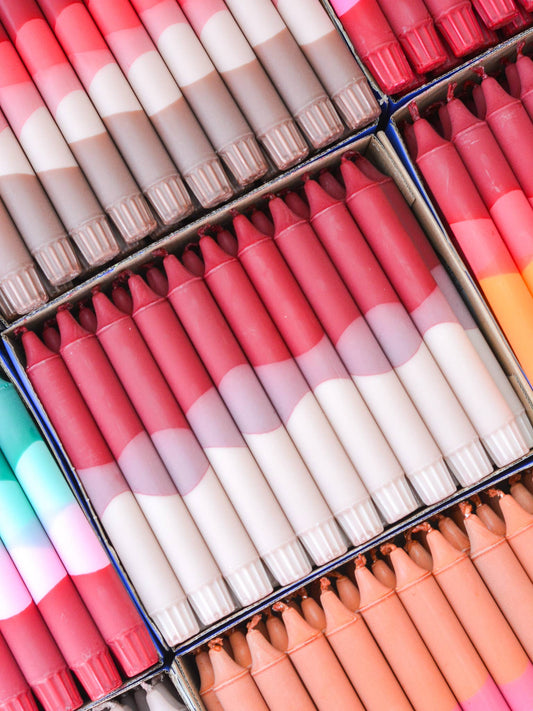 Taper candles- Burgundy & Beige