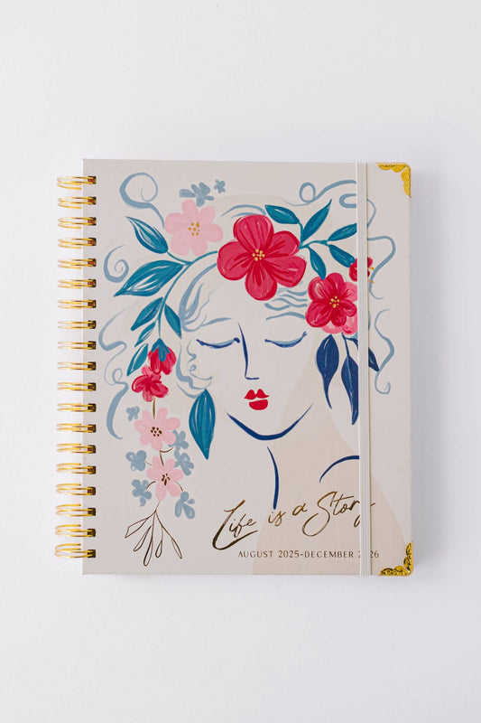2026 Floral Portrait 17-Month Large Spiral Planner