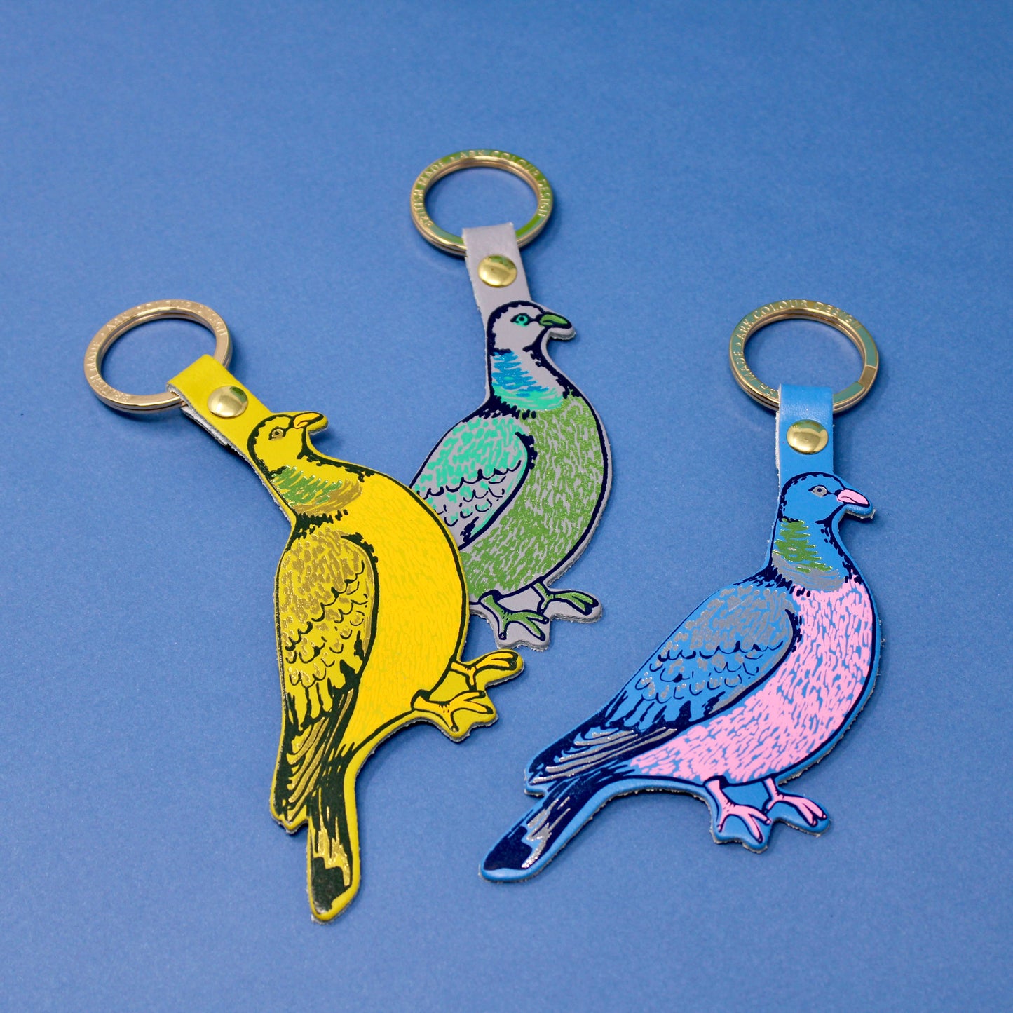 Feral Pigeon Key Fob: Cornflower