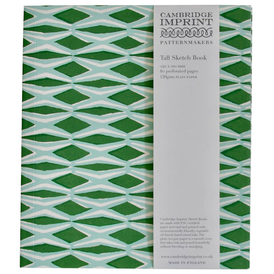 Tall Softback Sketchbook Smocking Jade and Forest Green