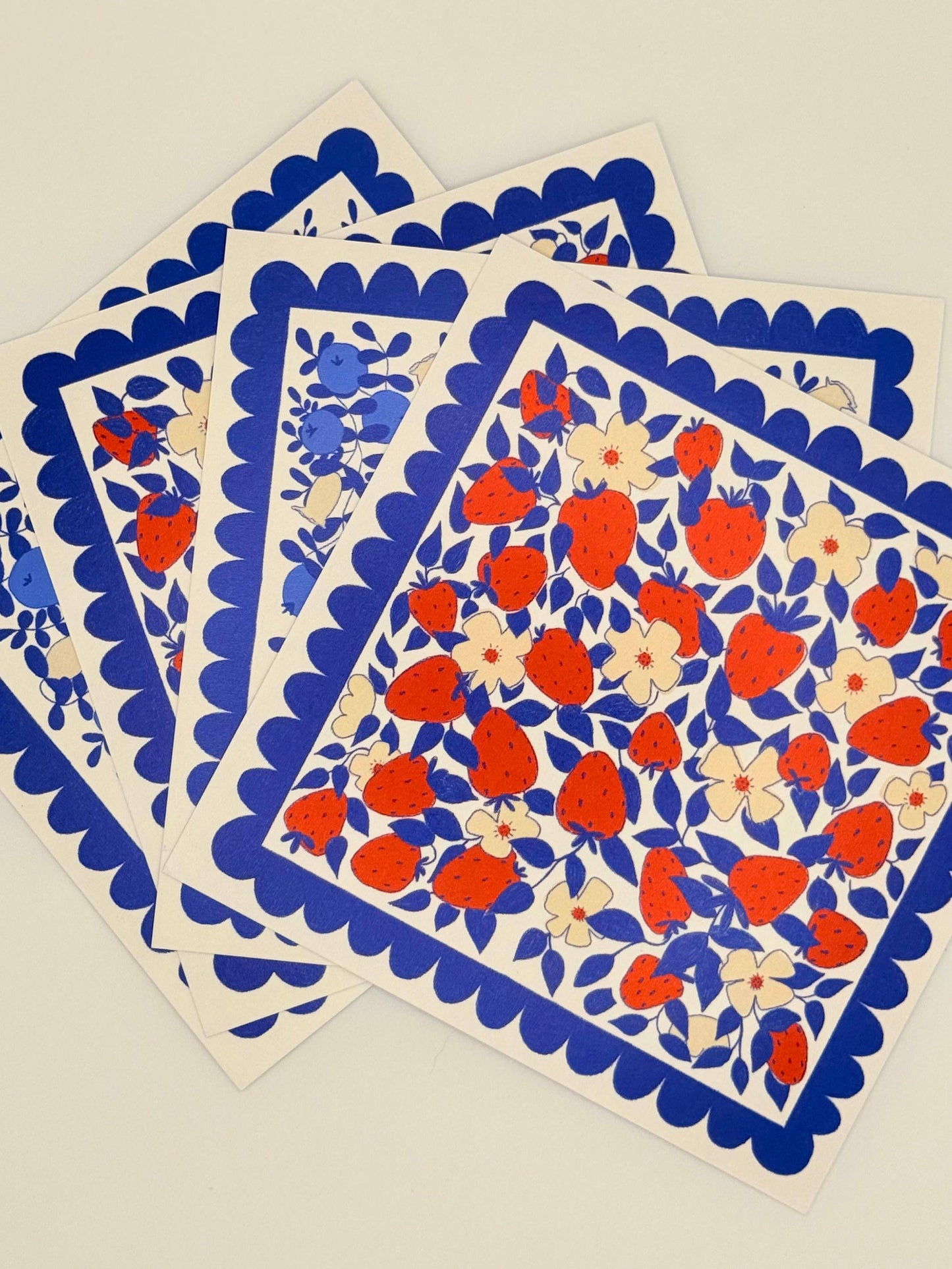 Berry Patch Postcard Set | Blueberry & Strawberry | Set of 4