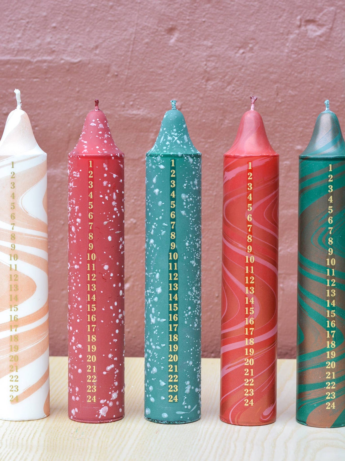 Advent Candle, Christmas Calendar, Green Confetti