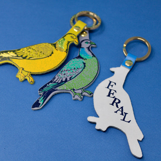 Feral Pigeon Key Fob: Cornflower
