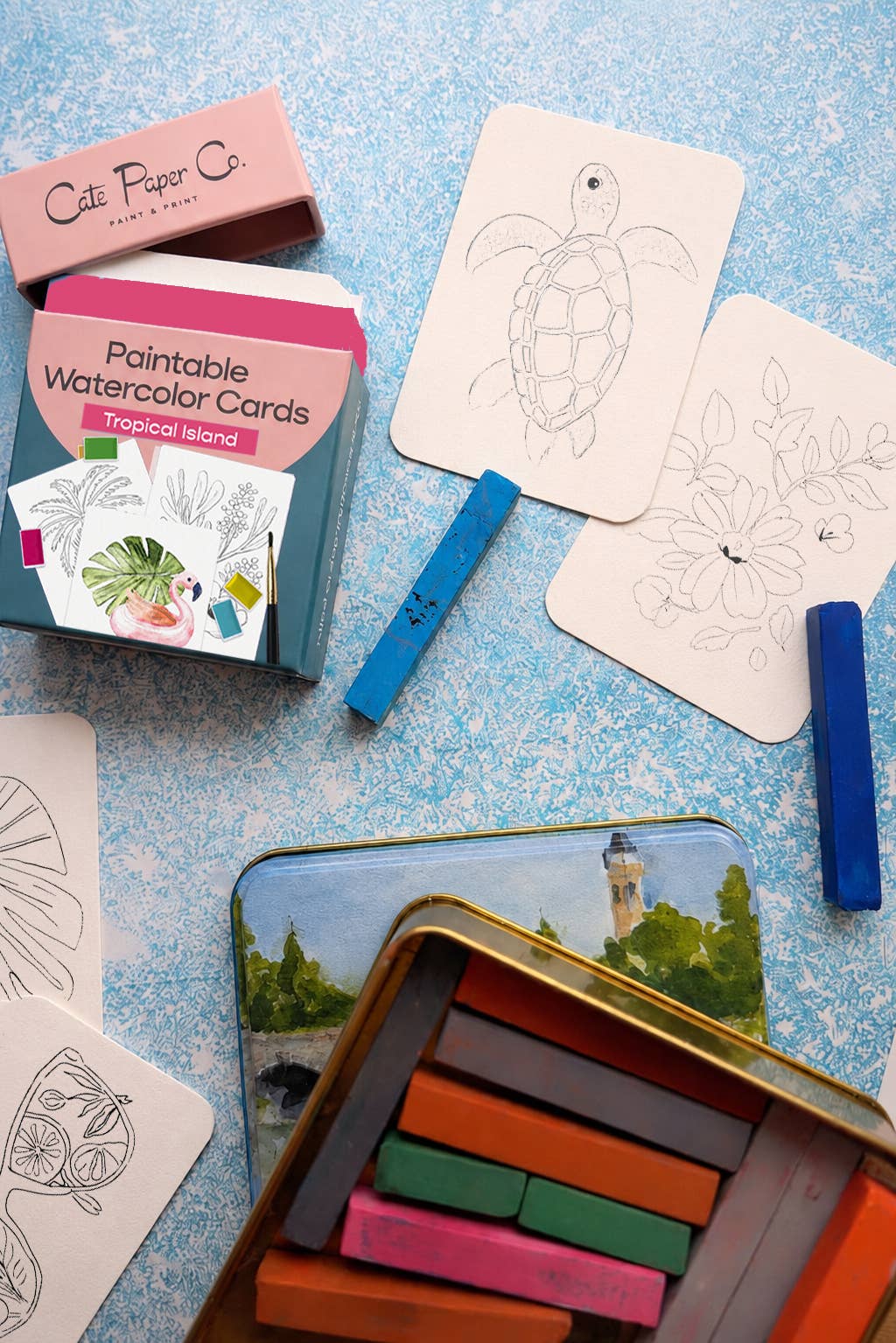 Paintable Watercolor Card Deck - Tropical Island