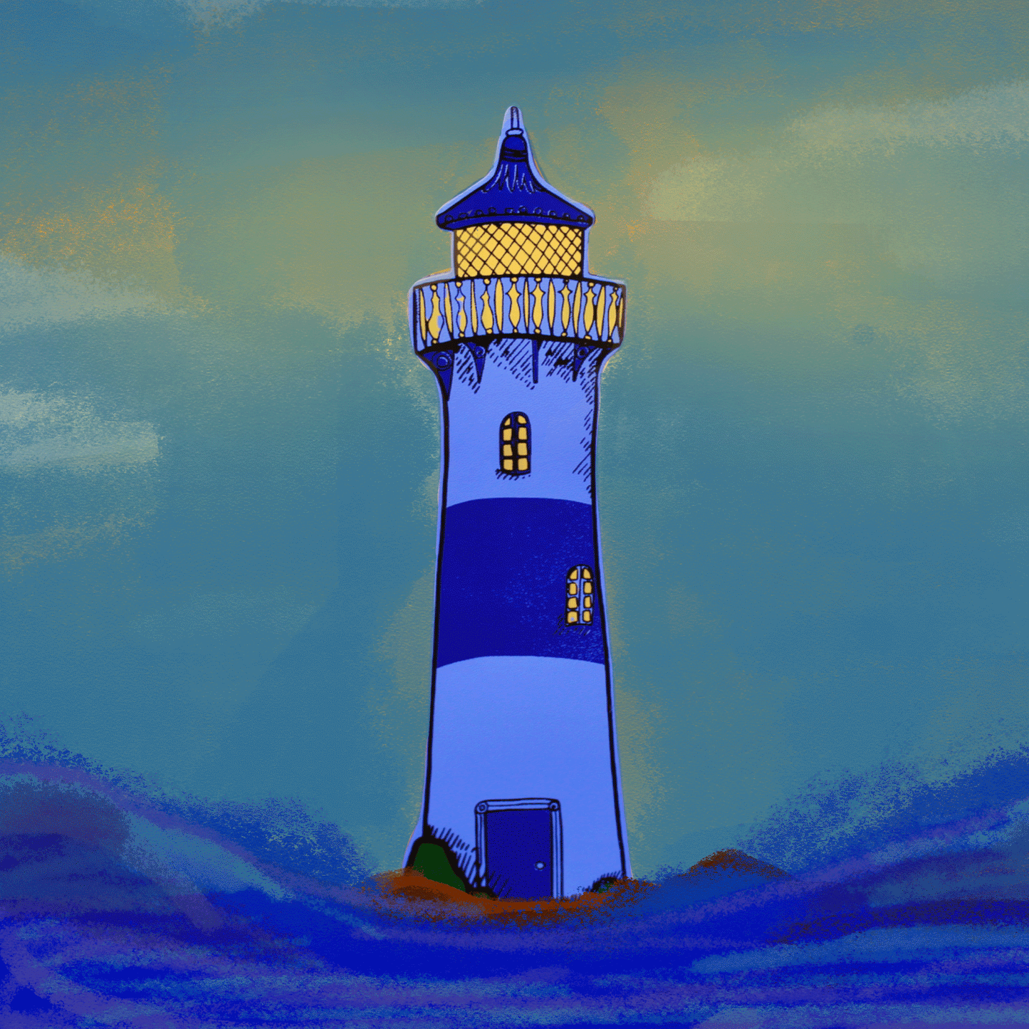 Lighthouse Bookmark: Cornflower