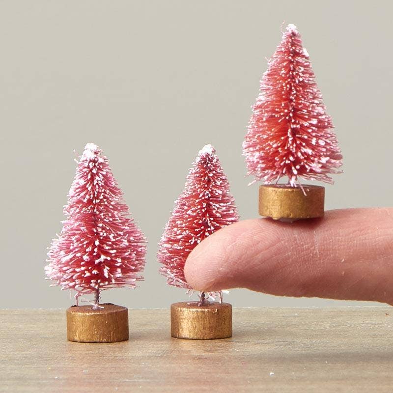 1-1/2" Mini Pink Bottle Brush Trees (Pack of 3)
