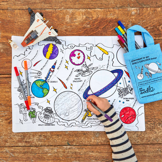 Kids Coloring Mat - Space Explorer Placemat to Go - DIY