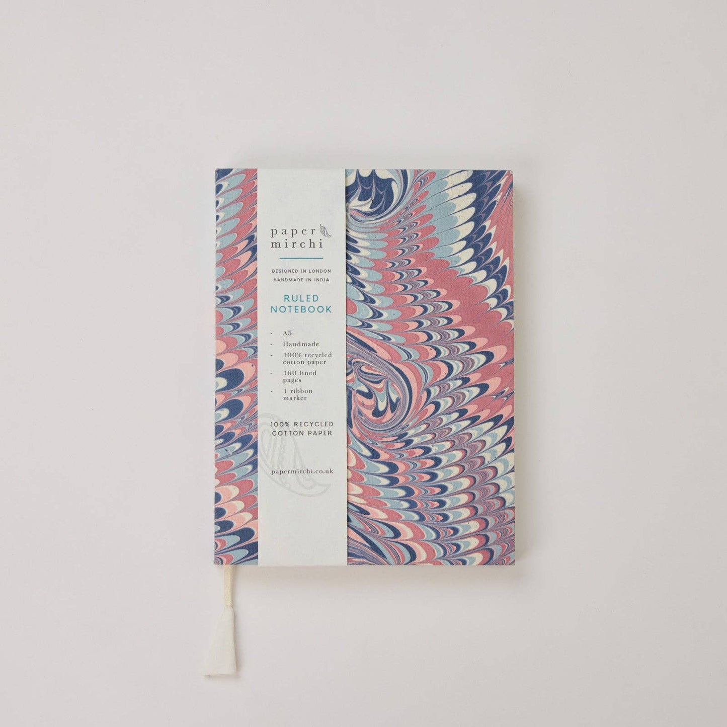 Hand Marbled Ruled Notebook (A5) - Twisted Scallops Hydrangea
