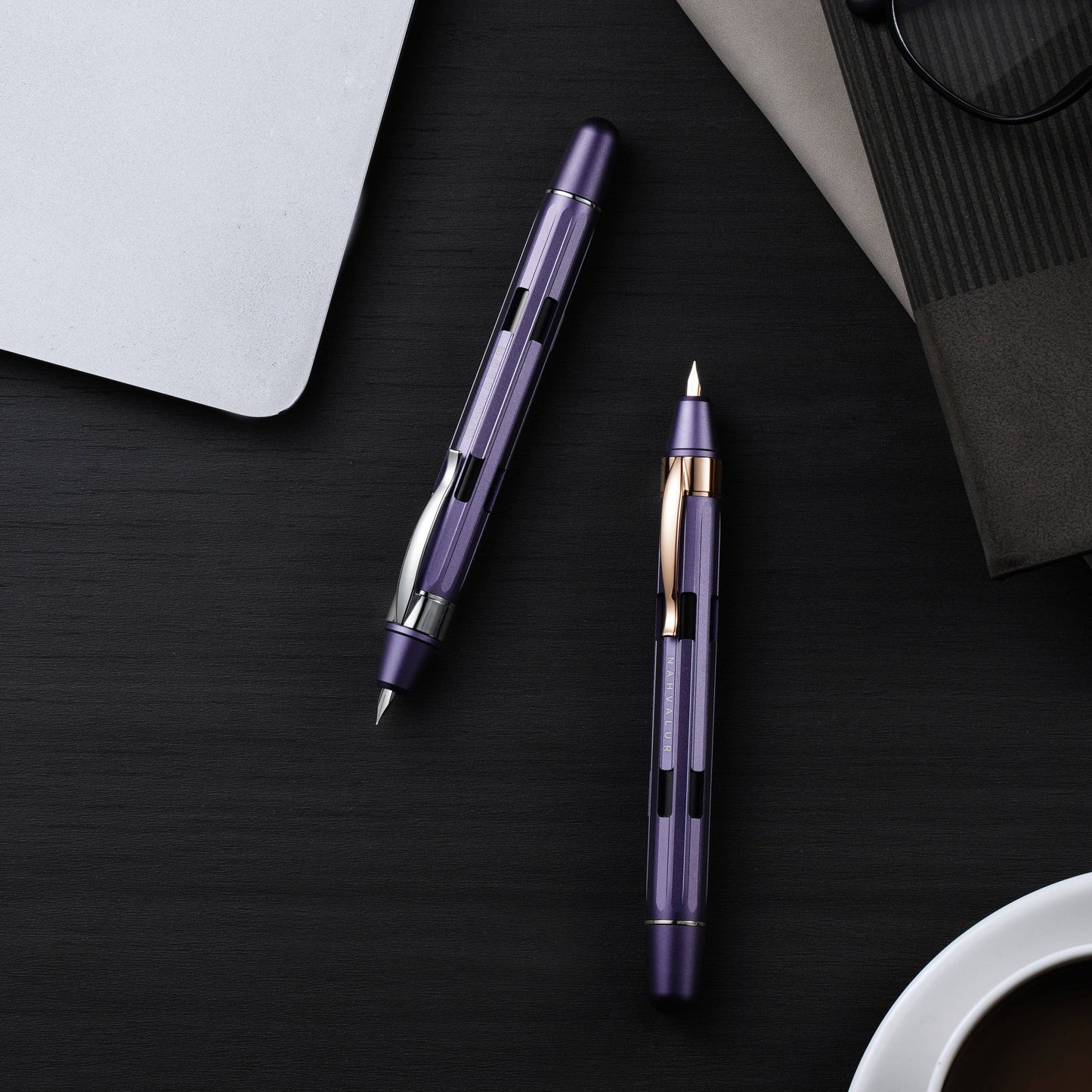 Nahvalur Eclipse Hepatizon Rose Gold Fountain Pen: Fine