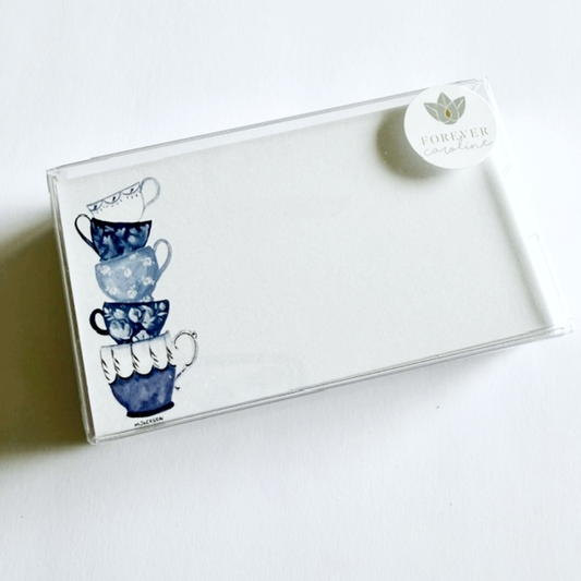Vintage Blue Teacups Tiny Cards | Pack of 60 "Love Notes"