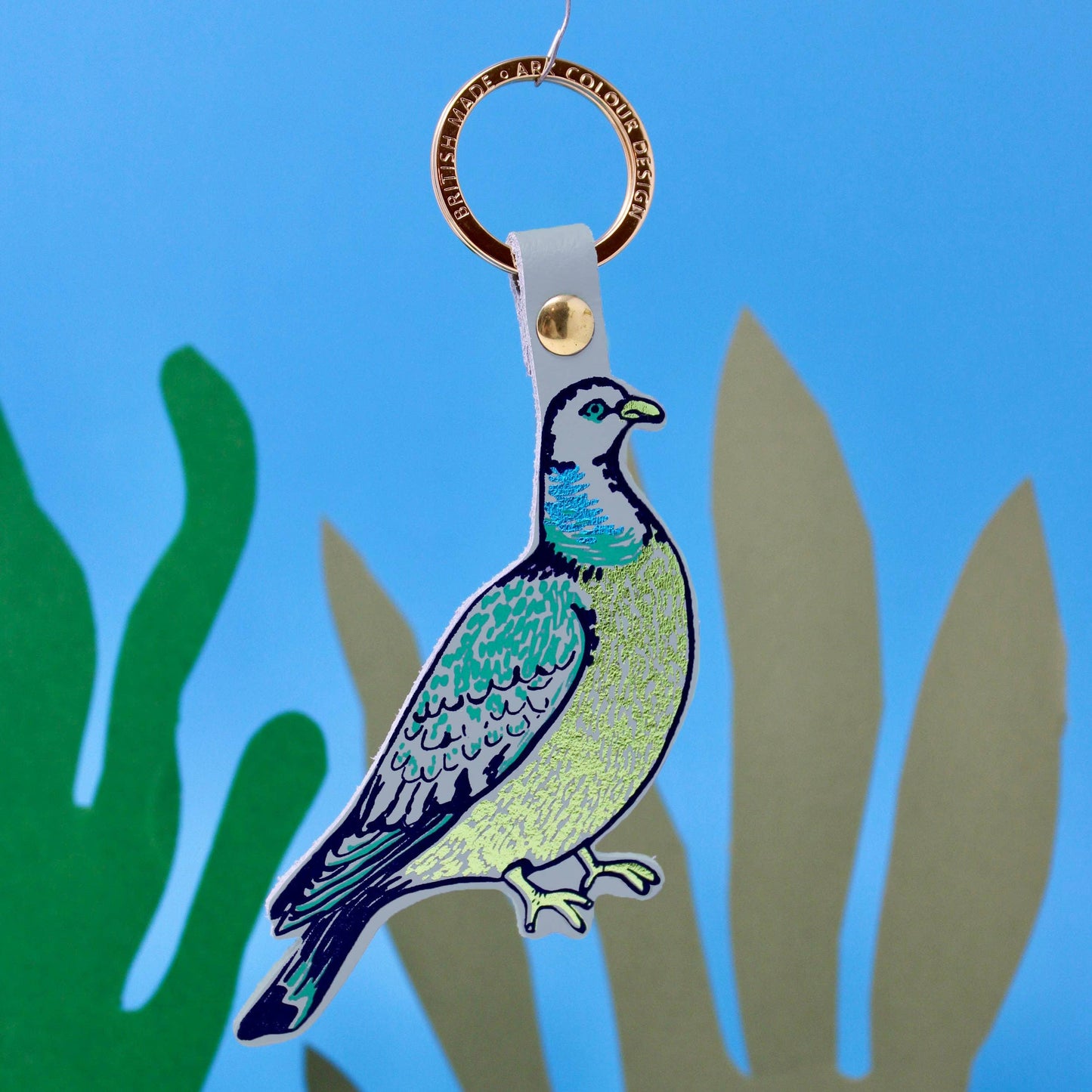 Feral Pigeon Key Fob: Cornflower