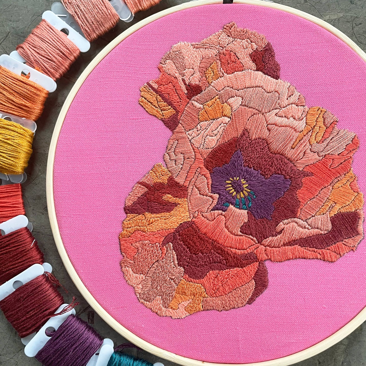 Embroidery Kit - Poppies (8")