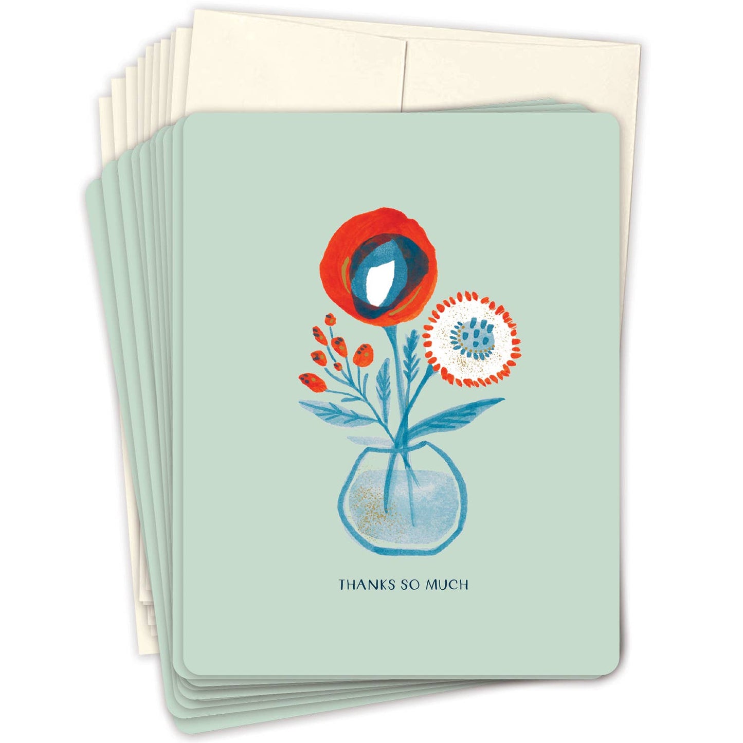 Red & Blue Vase Boxed Thank You Cards - Set of 10