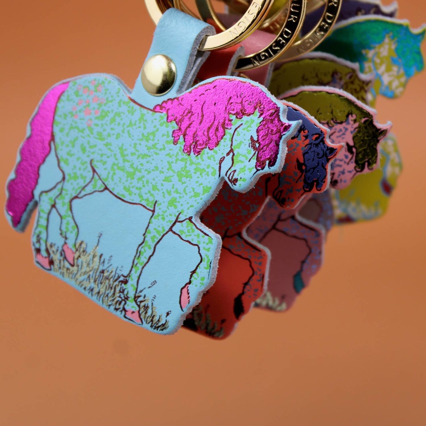 Horse Key Fob: Coral