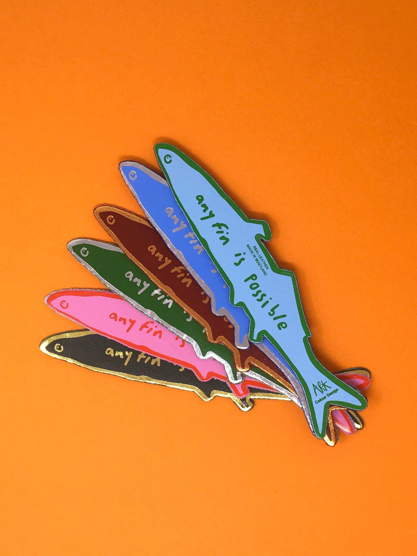 Fish "Any Fin is Possible" Bookmark: Dark Red