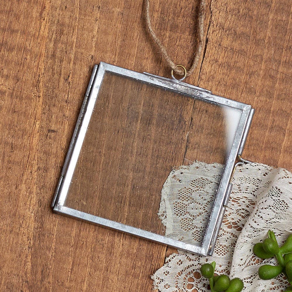Silver Metal & Glass Frame Hanging Ornament