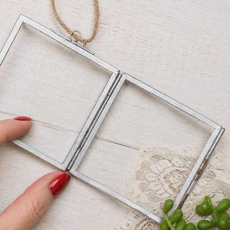 Silver Metal & Glass Frame Hanging Ornament