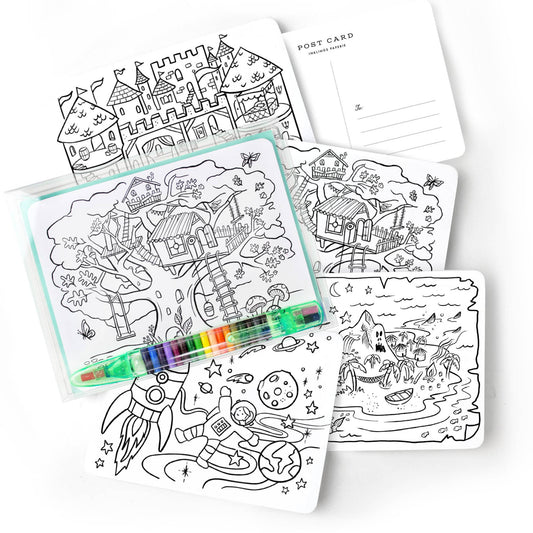 Color-In Postcard Kit -Kids Adventure