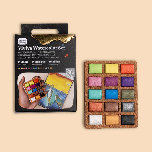 Watercolor Pans - Metallic 15 Colors (Casepack of 5)