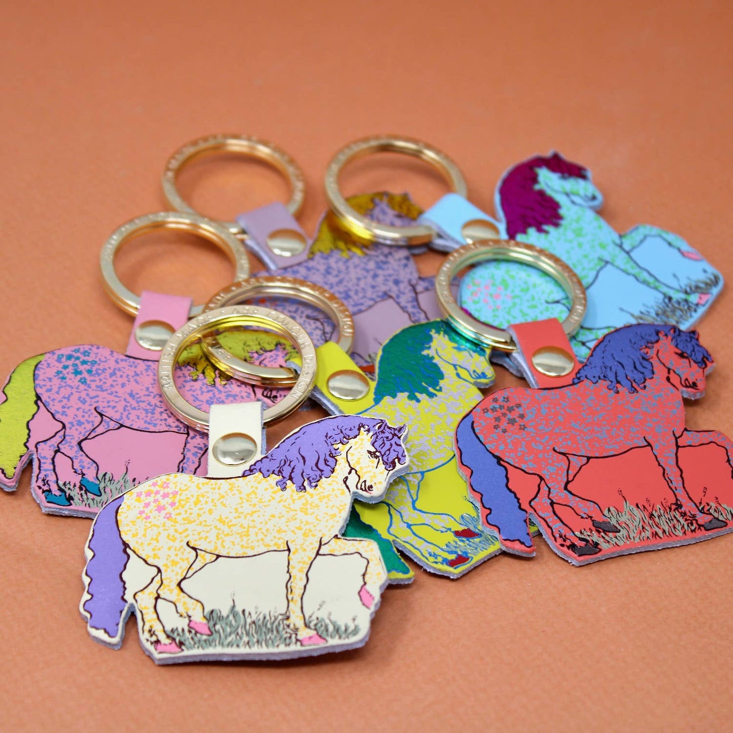 Horse Key Fob: Coral