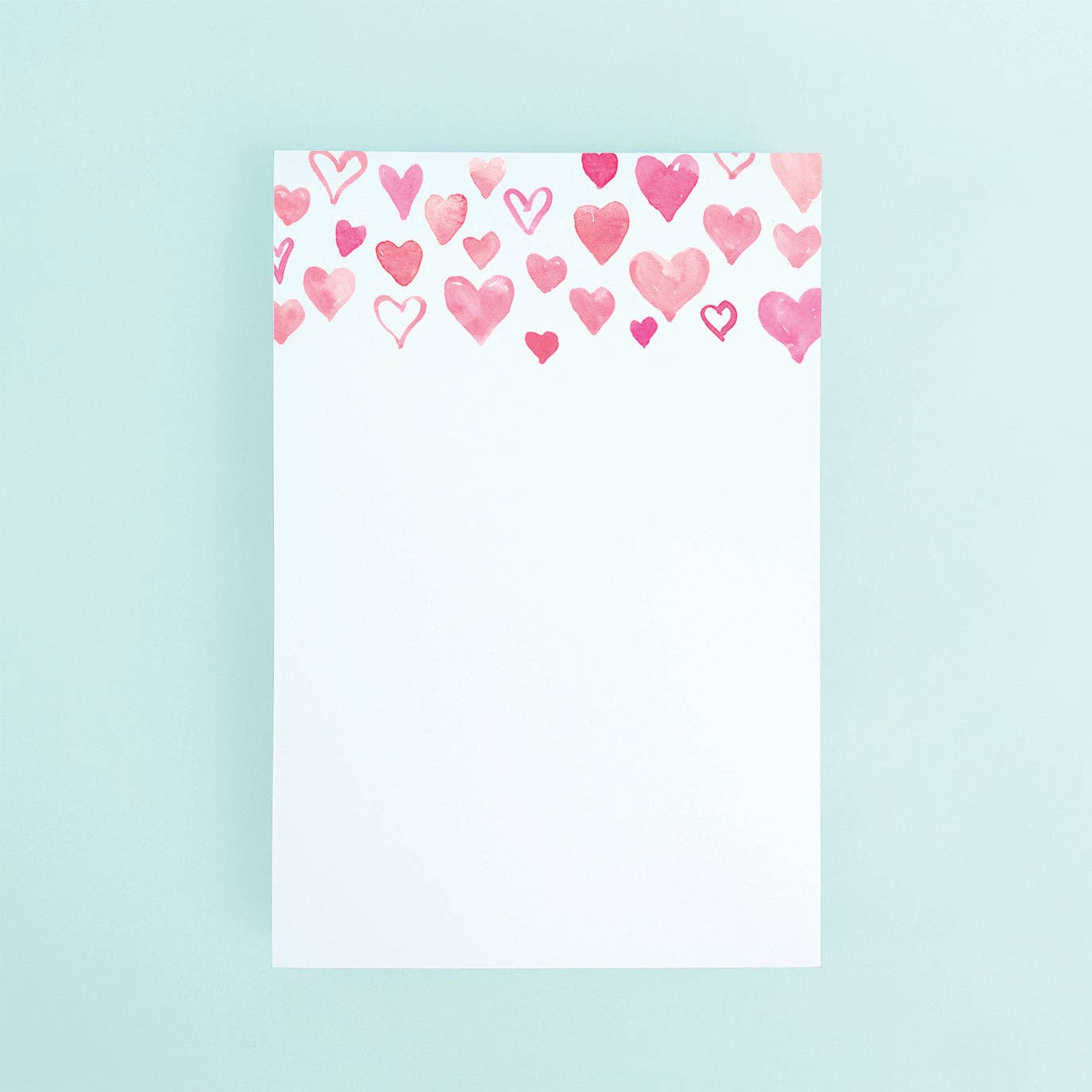 Pink Watercolor Hearts Notepad