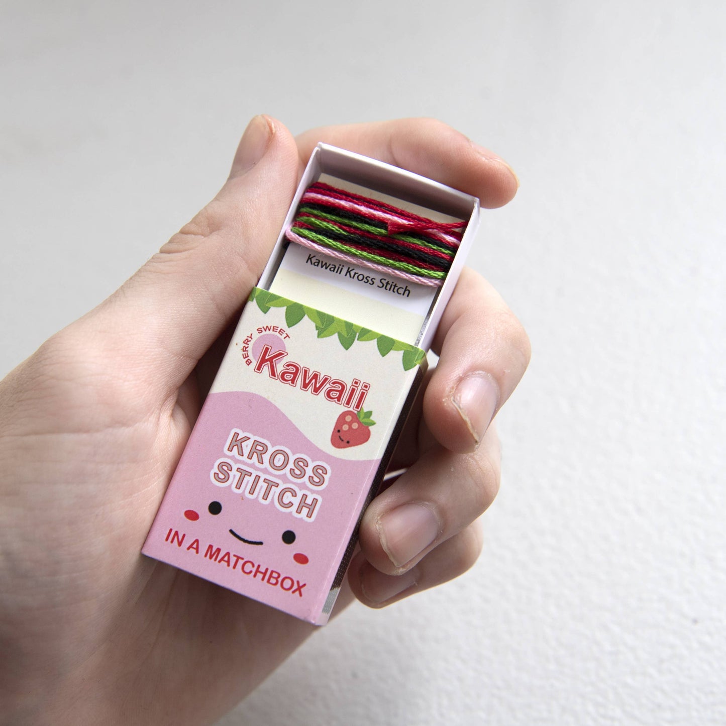 Kawaii Strawberry Mini Cross Stitch Kit In A Matchbox
