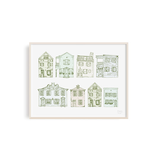 Homes of Charleston Art Print: 8x10