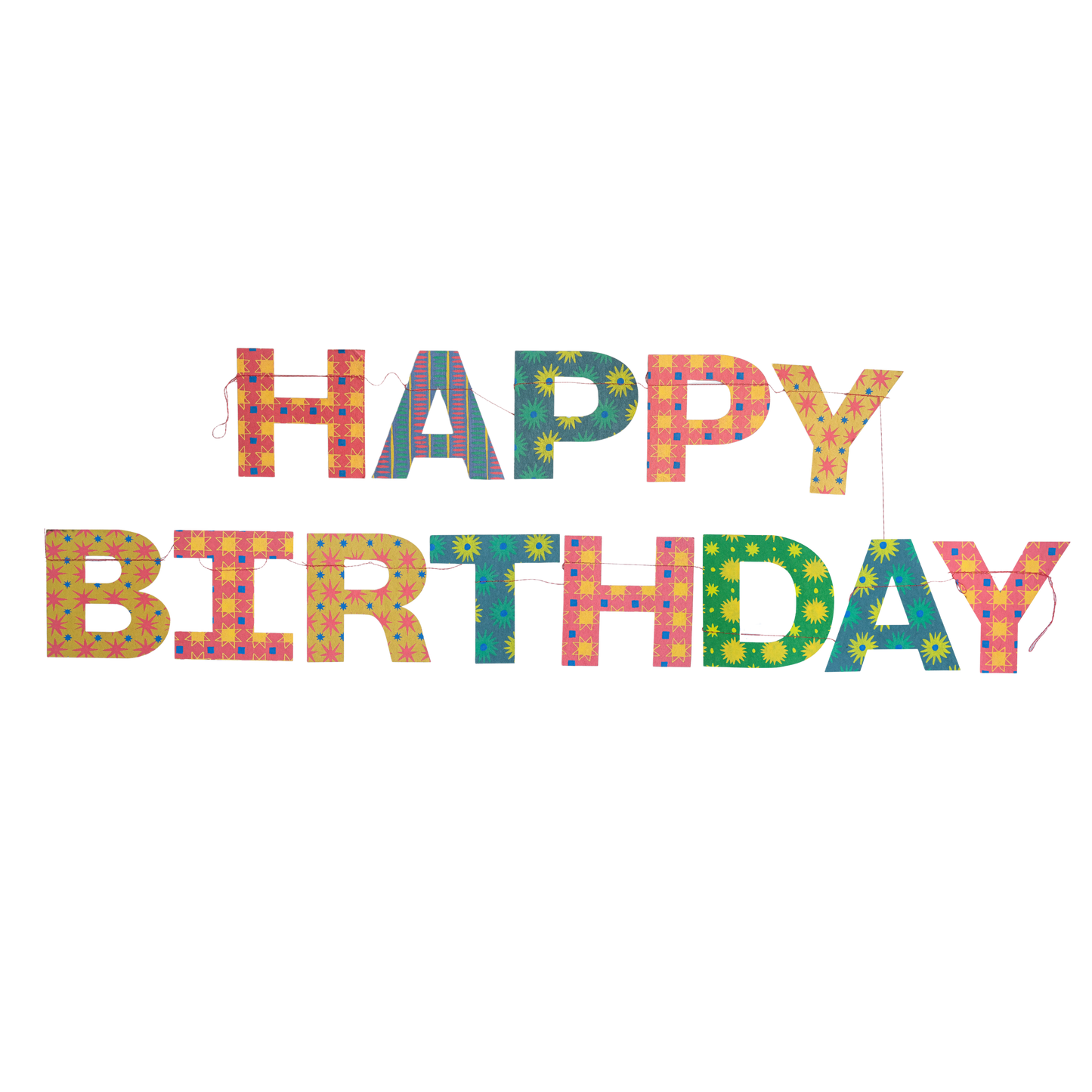 Bright Happy Birthday Sewn Garland