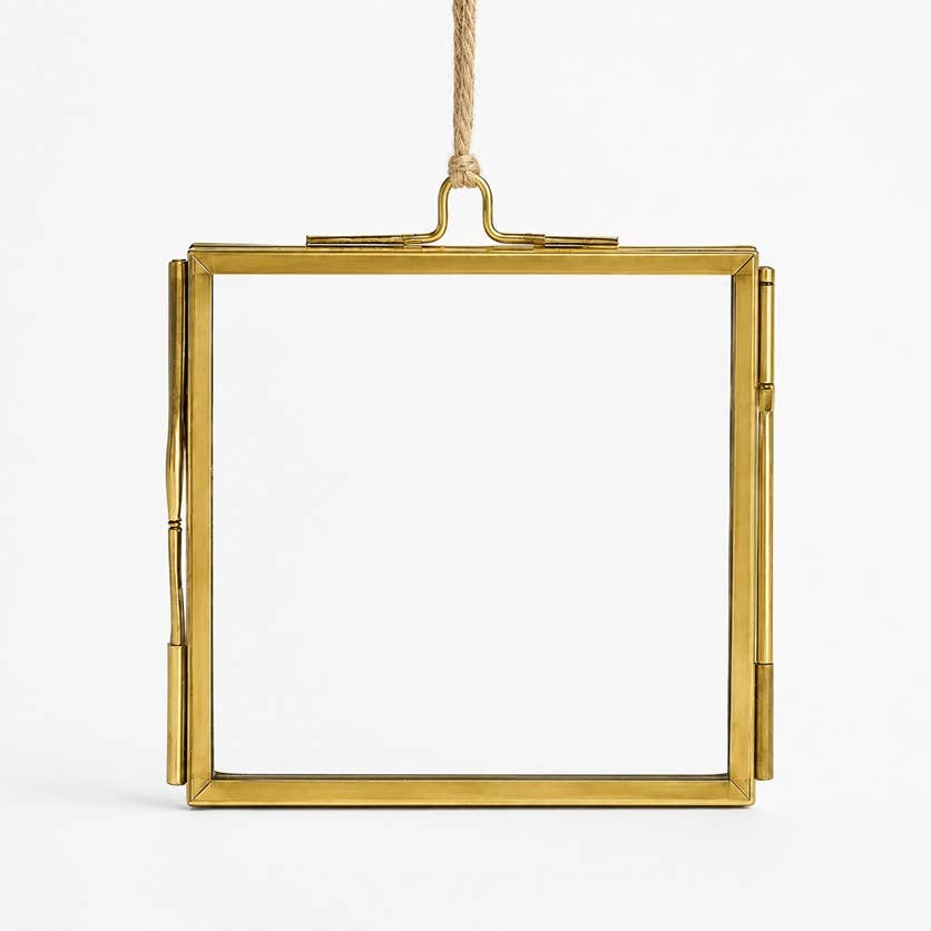 Gold Metal & Glass Frame Hanging Ornament