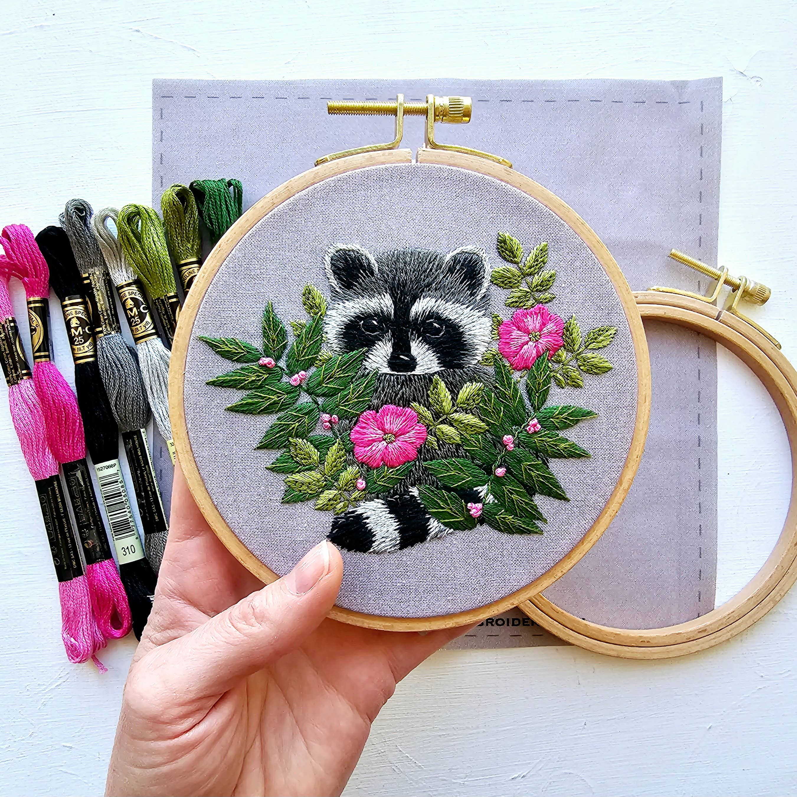 Raccoon hand embroidery kit – The Paper Canopy