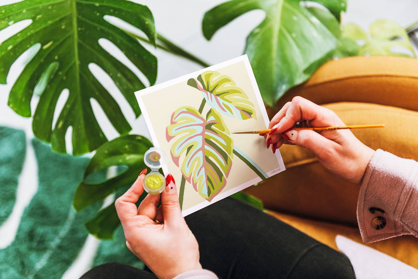 Monstera Leaves MINI Paint-by-Number Kit