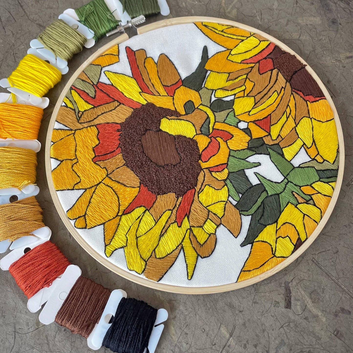 Embroidery Kit - Sunflowers (8")