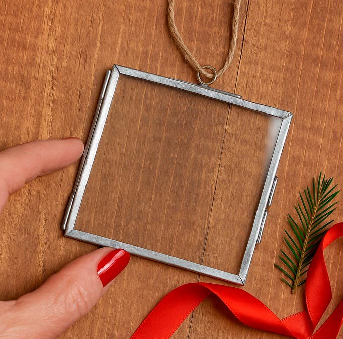 Silver Metal & Glass Frame Hanging Ornament