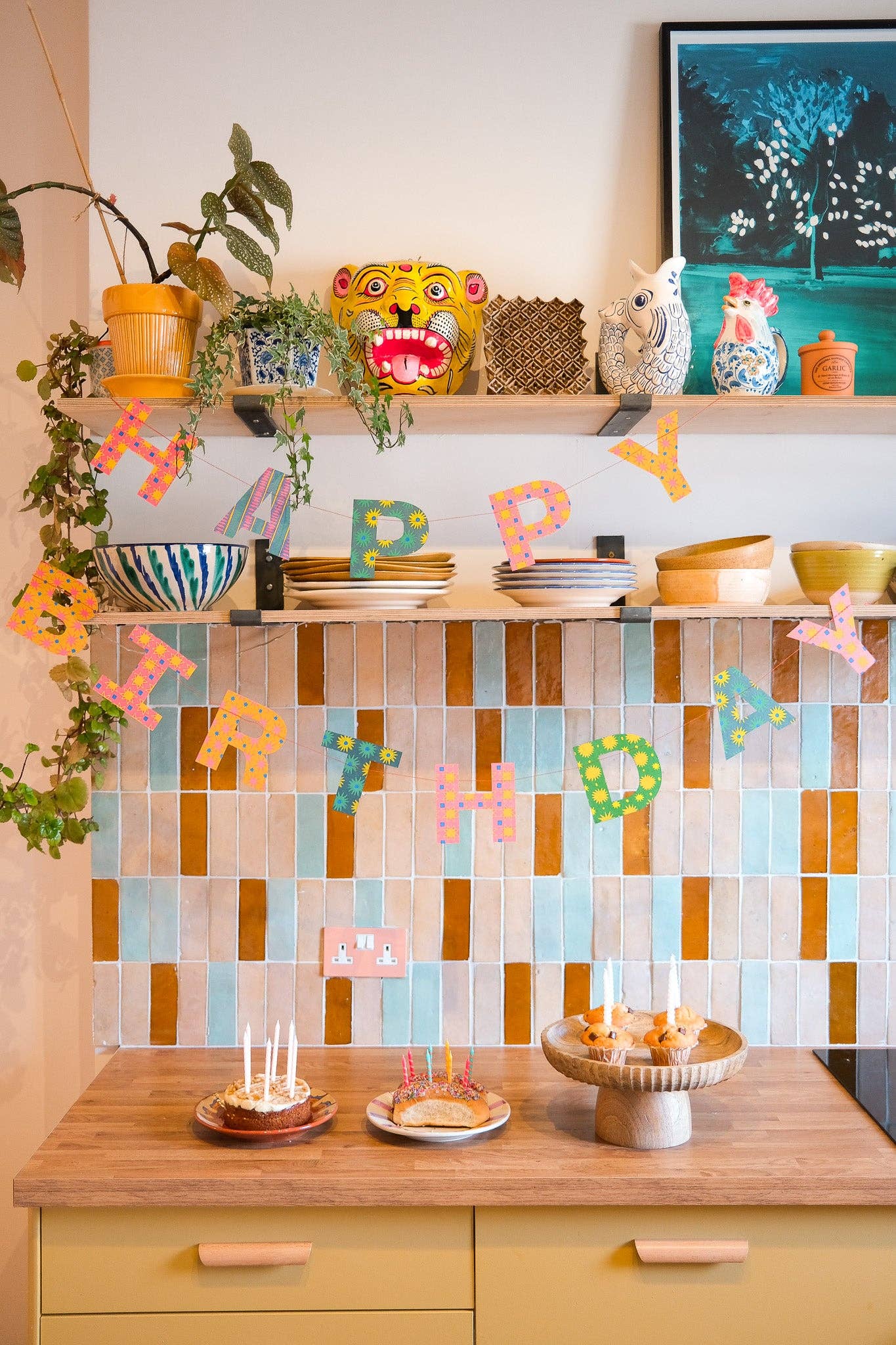 Bright Happy Birthday Sewn Garland