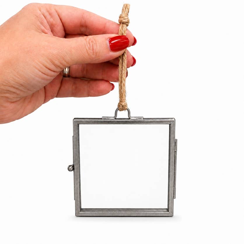 Silver Metal & Glass Frame Hanging Ornament