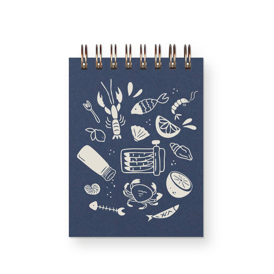 Friends & Fish Mini Jotter Notebook: Deep Blue Cover | White Ink