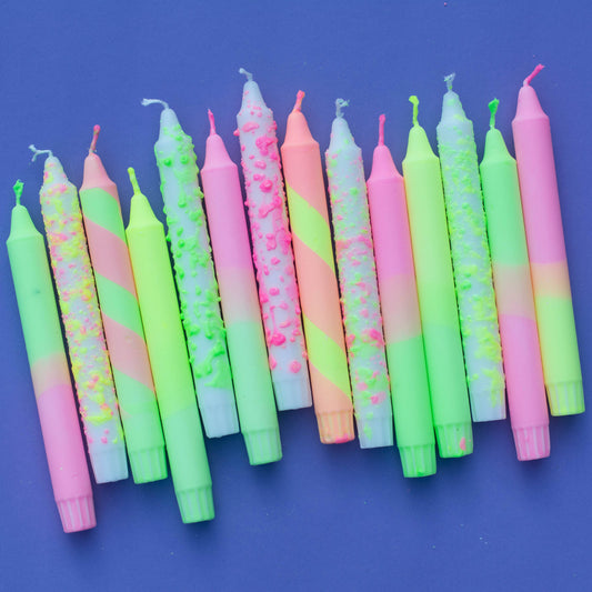 Taper candles- neon colours mix